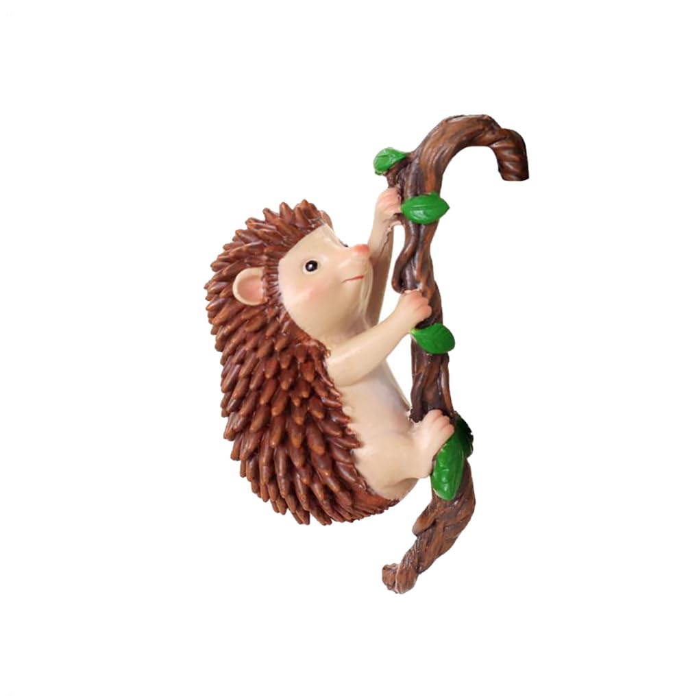 Ttiy Resin Hedgehog Figurine Handmade Flower Pot Hugger Creative Hedgehog Statue for Vase Garden Fence Lawn Decoration 1PCS