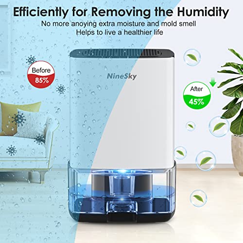 NineSky Desumidificador, desumidificadores de 1,18 l para banheiro, quarto, desumidificador ultra si