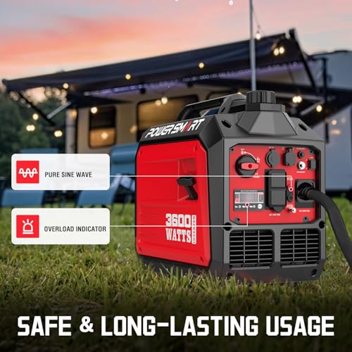 PowerSmart 3600 Watt Gas Powered Portable Inverter Generator, Super Quiet RV Ready 30A Outlet, Parallel Capable, Generators for Home Backup Emergency Use Camping, EPA Compliant - Image 6