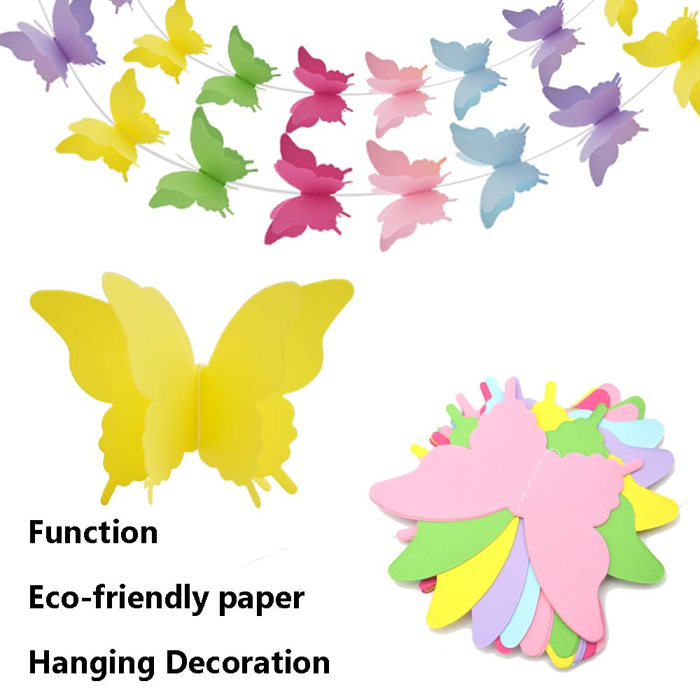 7 Striscioni Farfalle 3D - Ghirlanda Carta Per Decorazioni Matrimoni, Feste, Camerette, 2m Caduno - Foto 12