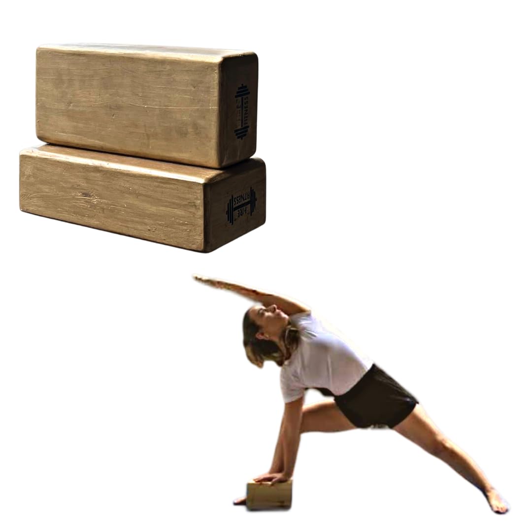 FIRE FITNESS Wooden Yoga Block, Pure Wood Handstand Block for home gymnastic exercises for balance and strength flexibility increasing equipment for men nad women L-17cm,W-8.5cm & H-6cm-image-21