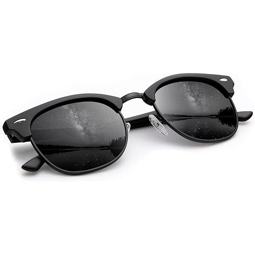 KALIYADI Sunglasses Men Polarized Sunglasses for Men Women Unisex Semi-Rimless Frame Retro Driving Sun Glasses UV Blocking