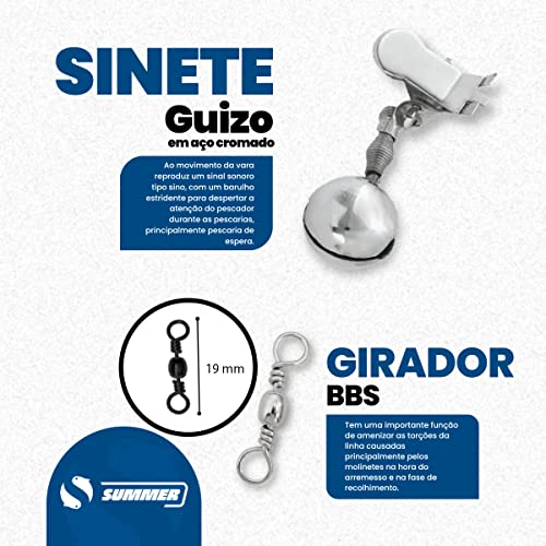 Kit de Pesca Completo 3 Varas 1,20m 10kg 3 Molinetes e Acessórios