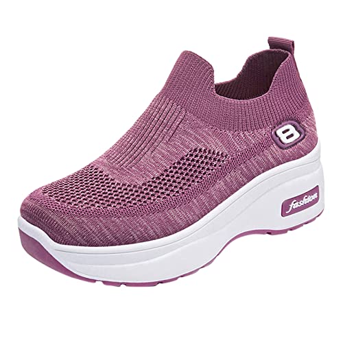 Zapatos de mujer Zapatillas sin cordones blancos Vintage Zapatos de Correr Cómodos Tennis Zapatos de Caminar Deportivos Fitness Gimnasio Zapatos Soft Zapatos sin Cordones Mujer 2023, violeta, 38 EU