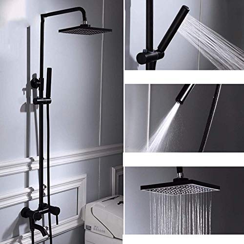 Corps de douche carré noir Biume ensemble complet pour salle de bain moderne - 2