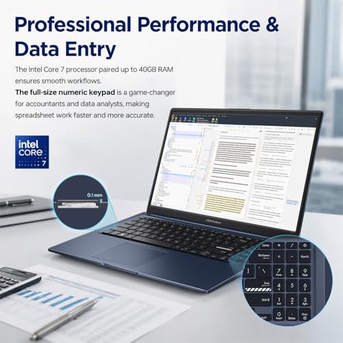 Image of ASUS Vivobook 15 Laptop, Core 7 150U(5.4GHz, >i7 1255U), 15.6 inch FHD Touchscreen, 16GB DDR5 RAM, 1TB SSD, Fingerprint for Secure Login, Backlit Keyboard, Win11 Pro for Professionals, Blue, PCO Bundle