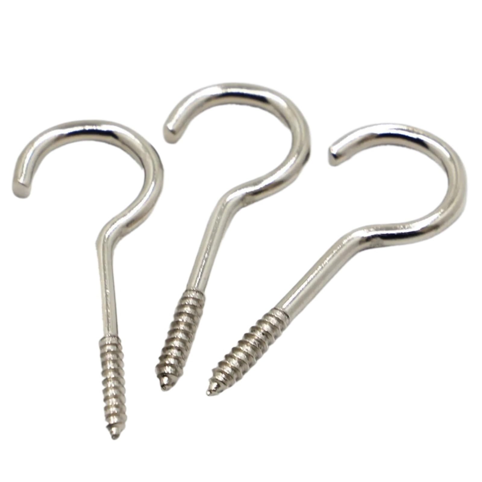TRRYUIP Eye Hooks Nickel Plated Carbon Steel Light Hook Ring Hooks Sheep Eye Screws Wood Self Tapping Screw Hooking(No.4 10pcs)