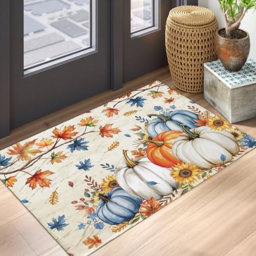 Amazon.com: Fall Pumpkin Welcome Door Mat 20x32 Inch,Watercolor Maple ...