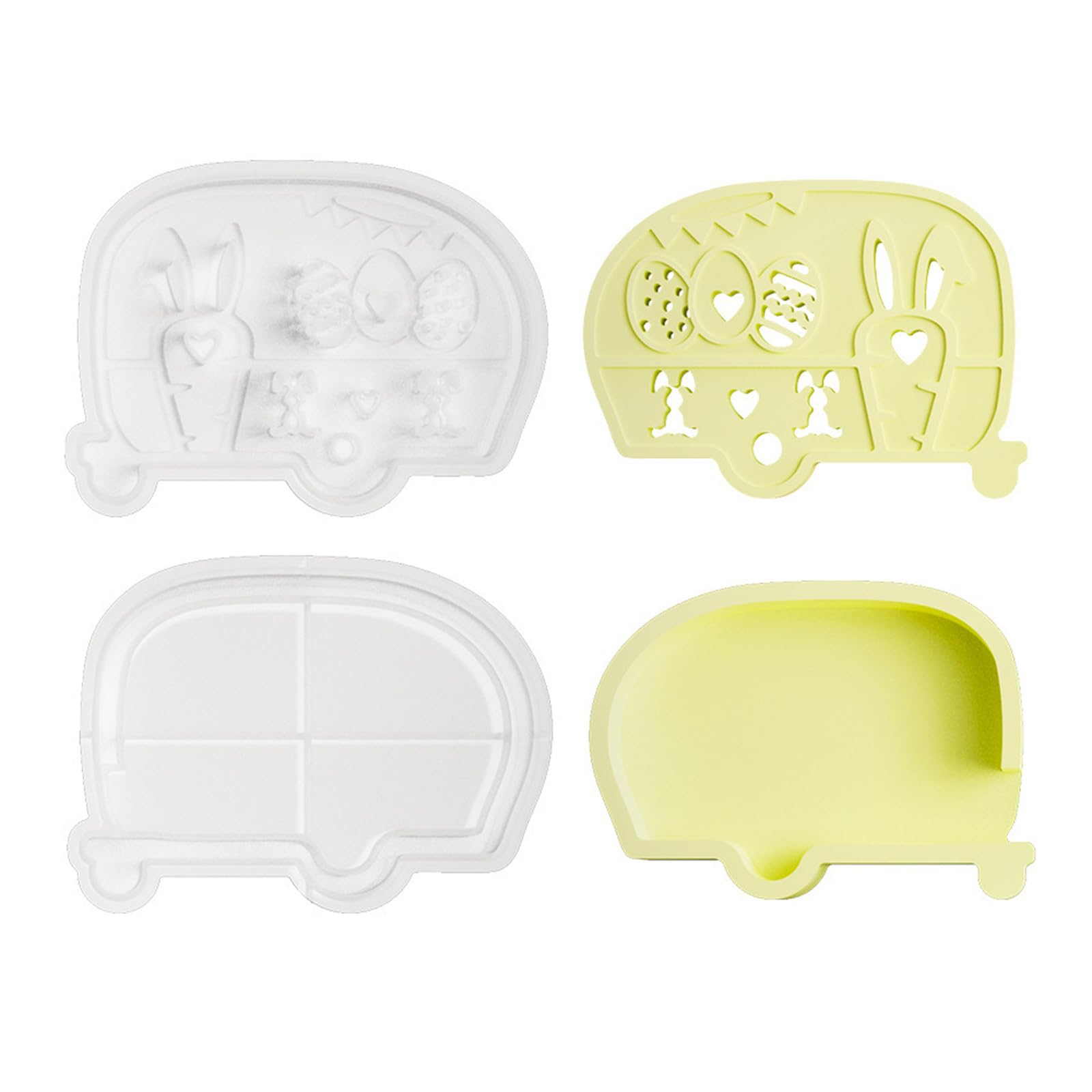 Jazuaiao 2Pcs Toy Bus Silicone Candlestick Molds Hollowed Bus Silicone Holder Molds for Tealight Holder Home Decoration Mold