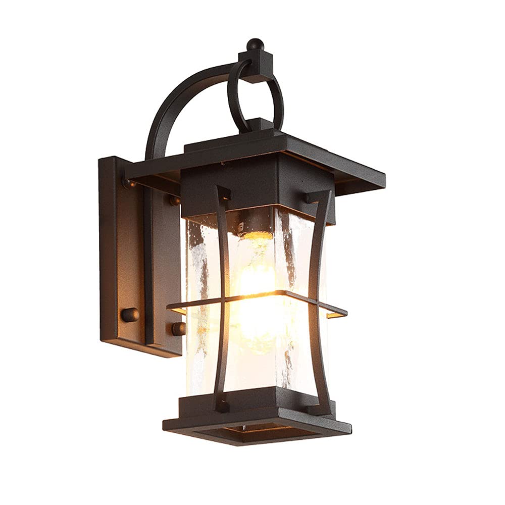WFZRXFC Modern And Simple Black Waterproof High Light Transmission Glass Lampshade Die-cast Aluminum Lamp Body Wall-mounted Home Outdoor Lighting