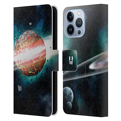 Carcasa de cuero tipo libro Head Case Designs para iPhone 13 Pro con diseño de universo