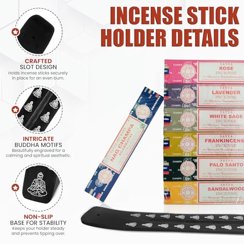 Incense-Holder-Bundled-with-Satya-Sai-Baba-Incense-Gift-Set-Nag-Champa-White-Sage-Lavender-Rose-Palo-Santo-Frankincense-Sandalwood-15gms Incense Holder Bundled with Satya Sai Baba Incense Gift Set Nag Champa White Sage Lavender Rose Palo Santo Frankincense Sandalwood 15gms