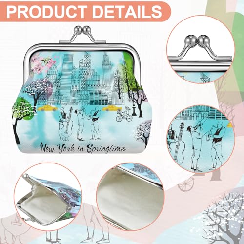 New York City-Themed 9-Piece Coin Purse Set for Women - Vintage Kiss Lock Change Wallets for Souvenirs and Travel Essentials - Image 2