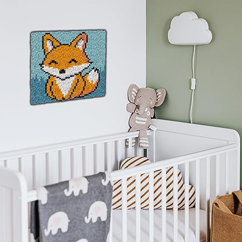 Image of YP Latch Hook Kits for Adults DIY Rug Tapestry Kits with Printed Canvas Embroidery Kits Festival Gifts Home Decoration (Fox,11.8inch X 11.8inch)