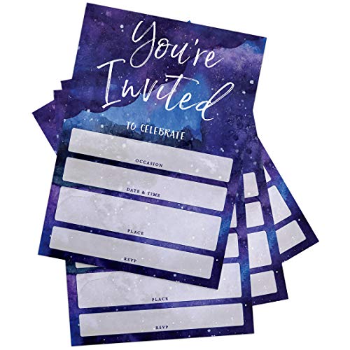 Printed Party Kids Birthday, Outer Space Galaxy, 25 Invitations And Envelopes #TOP2