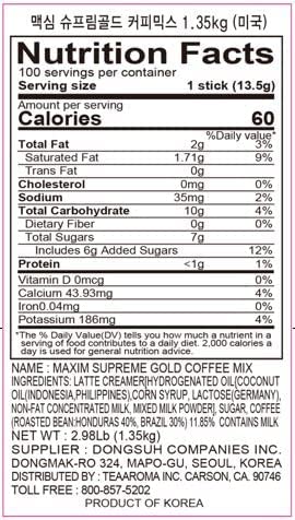 Miniatura 2 de Maxim Supreme Gold Coffee Mix - Paquetes de café instantáneo coreano con crema latte 100 palitos