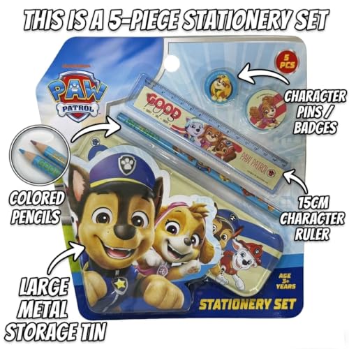 Image of Paw Patrol 5 pcs Stationery SetSchool Supplies Kit Multicolor Return Gift for Kids Age 3 Years +
