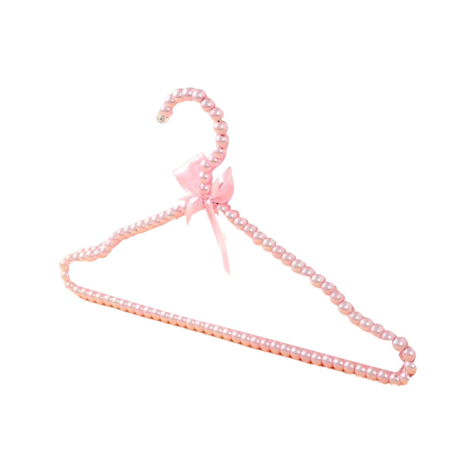 MERISHOPP®Pearl Bowknot Clothes Pants Hanger Closet Hanger for Bride Coat Shirt Party Pink Hangers| Household Supplies & Cleaning | Home Organization |1 Faux Pearl Bow Clothes Hanger