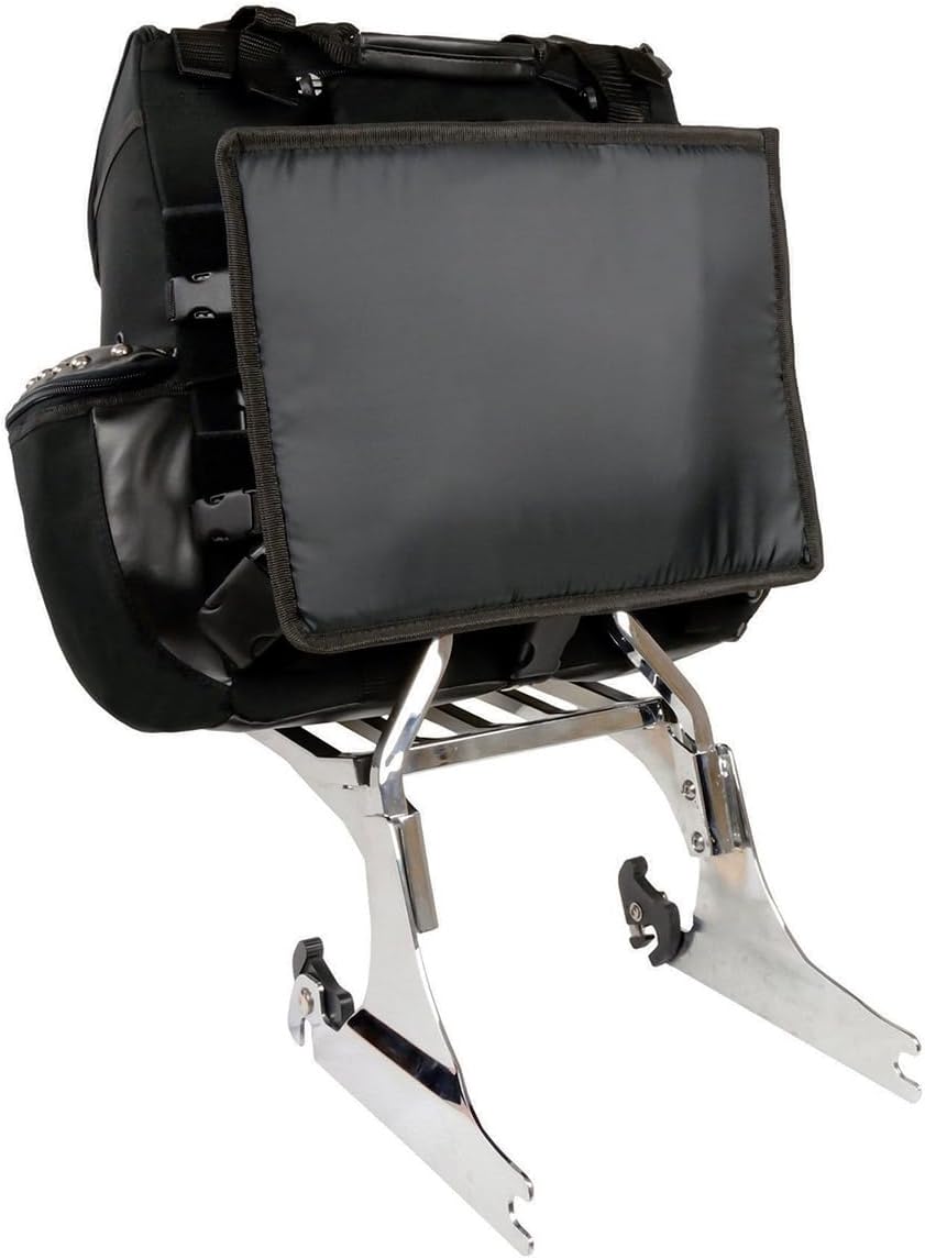 Milwaukee Leather SH602S Medium Black Textile Two Piece Studded Touring Sissy Bar Motorcycle Bag - Medium
