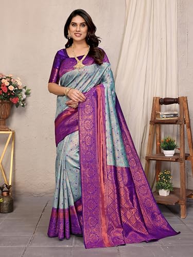 Image of Women's Kanjivaram Soft Silk Banarasi Saree With Blouse Piece | Banarasi Sari For Women | Saree with Blouse piece