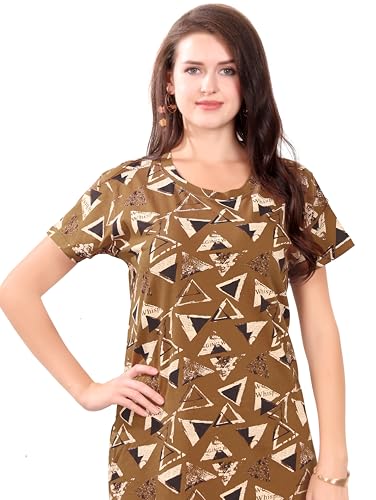 Image of Printed Knee Length Pocket Night Dresses for Women | Cat Lovers | Premium Soft Cotton Nighty | Sky Blue