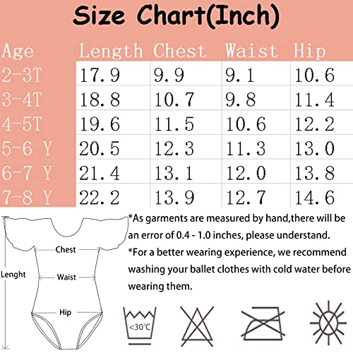 Domusgo Ballet Leotards For Girls Size 5-6 Years Old Pink Ruffle Sleeve Light-Weighted Gymnastics Dancewear Tops Activewear #TOP6