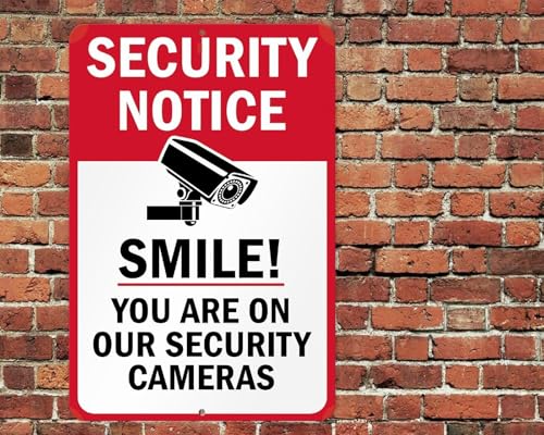 Security Notice Smile You Are On Our �h�ƃJ���� ���^���T�C�� �T�C��&�v���[�N �z�[���f�R���[�V���� 12x8�C���`/30x20cm