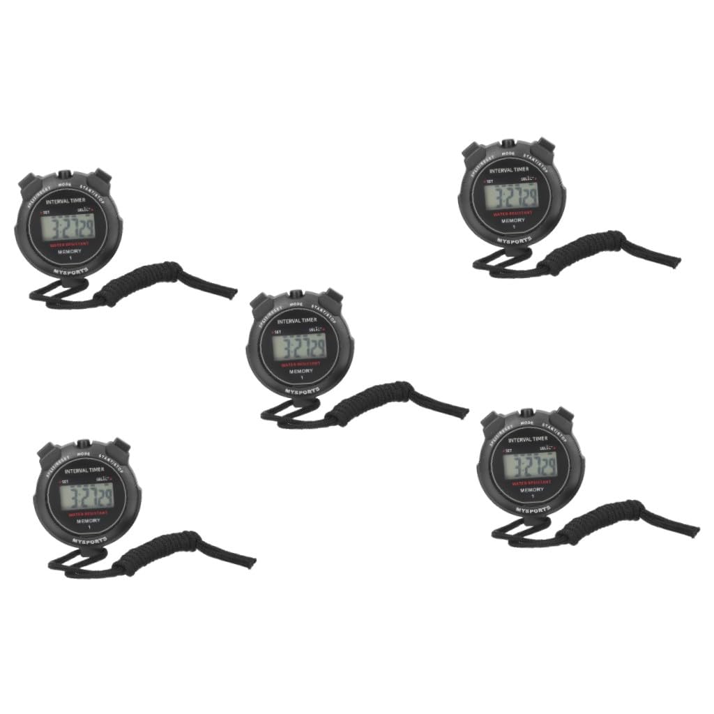 Toyvian 5 Pezzi Timer impermeabile cronometro all'aperto sport portatile corsa fermare gli orologi fermare il timer dell'orologio cronometri Stop Owatch con lettere rosse AbS