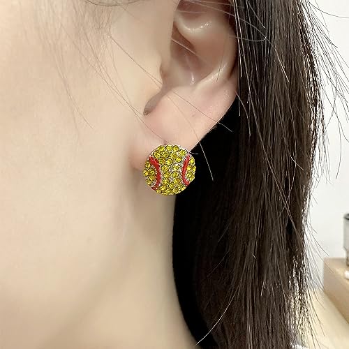 CZ Sport Ball Stud Earrings for Women Girls Silver Plated Cubic Zirconia Crystal Soccer Volleyball Softball Basketball Baseball American Football Ball Earring Game Match Team Player Fan Gifts Souvenirs2