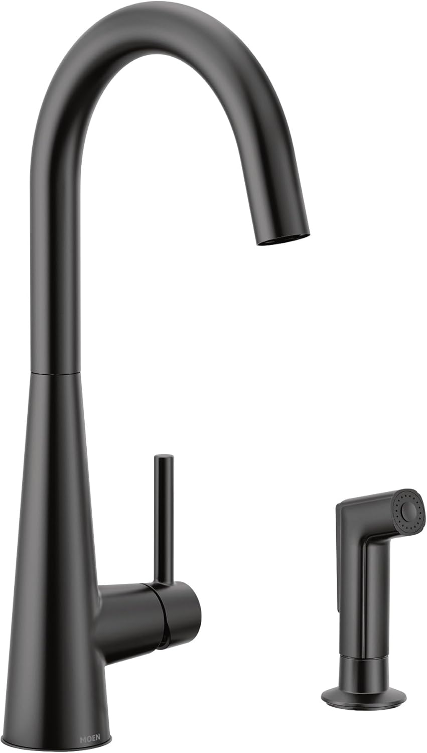 Moen 7870BL Sleek One-Handle High Arc Kitchen Faucet with Side Spray, Black Matte