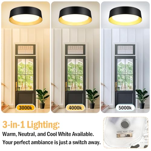 Image of BrightHome Flush Mount Ceiling Light, 16in Modern Ceiling Light 3 /4 /5000K