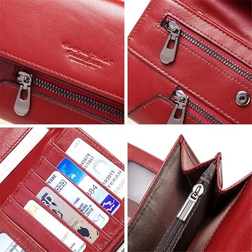 XZDEAIR Porte-Monnaie Embrayage de Portefeuille à Long Portage RFID Blogage de Cartes de Carte de Grande capacité Purseurs de Monnaie de Cartes de Vaches Cow Hide Pornets pour Femmes Sac à Main – vue 4