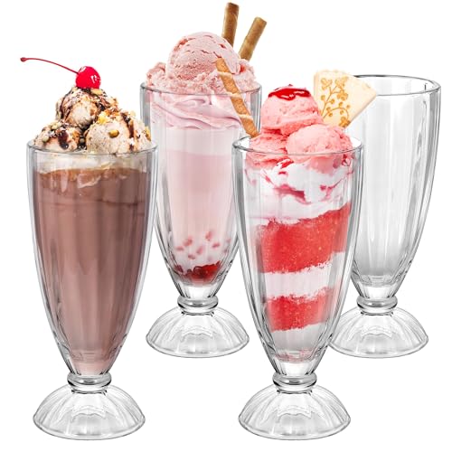 LIMILI Verres à dessert en verre sans plomb, 6 pièces, 350 ml, Transparent, Rond, Passe au lave-vaisselle, Parfait pour la crème glacée et les desserts