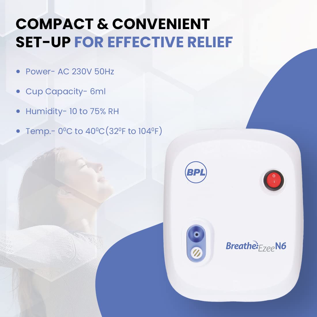 BPL Medical Technologies Breathe Ezee N6 Low Noise Compressor Nebuliser Machine Kit For Child And Adult, Portable Nebulizer - White BPL Medical Technologies Breathe Ezee N6 Low Noise Compressor Nebuliser Machine Kit For Child And Adult, Portable Nebulizer - White