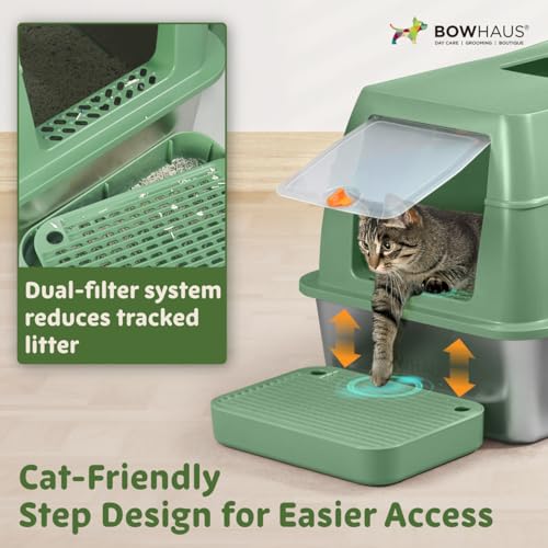Arenero metálico XL cerrado para gatos BOWHAUS miniatura 6