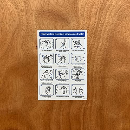 stika.co Hand Washing Technique Poster, Hygiene Standards Hand-washing technique with soap and water, Toilet and Washroom Hygiene Safety Signs - Self-Adhesive Vinyl, A5 - 148 x 210mm