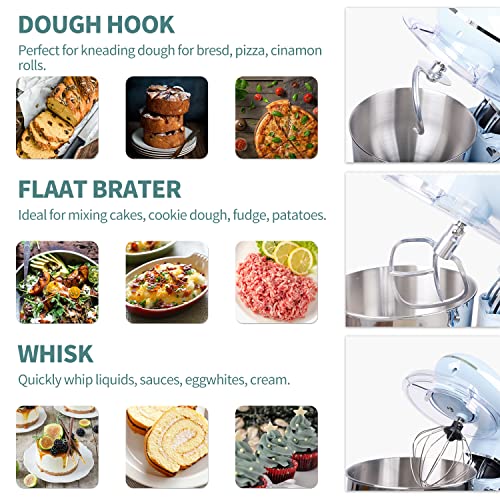 LITARO Küchenmaschine 1400W, Blau Multifunktional Knetmaschine mit 6L Edelstahl Schüssel, 3 Rührwerkzeuge 3-Teiligem… – Bild 4