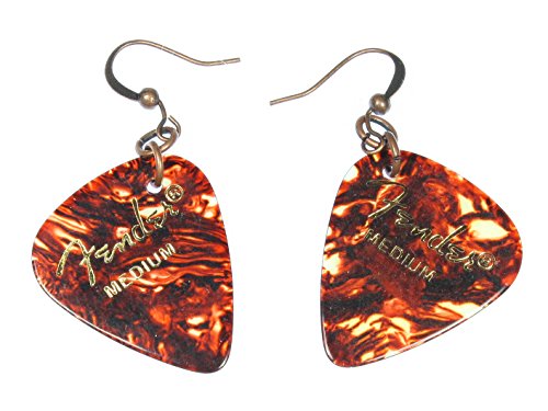ARThouse Guitar Player Genuine Fender Guitar Pick Earrings on French Wires; Dangle 1.75 Inches