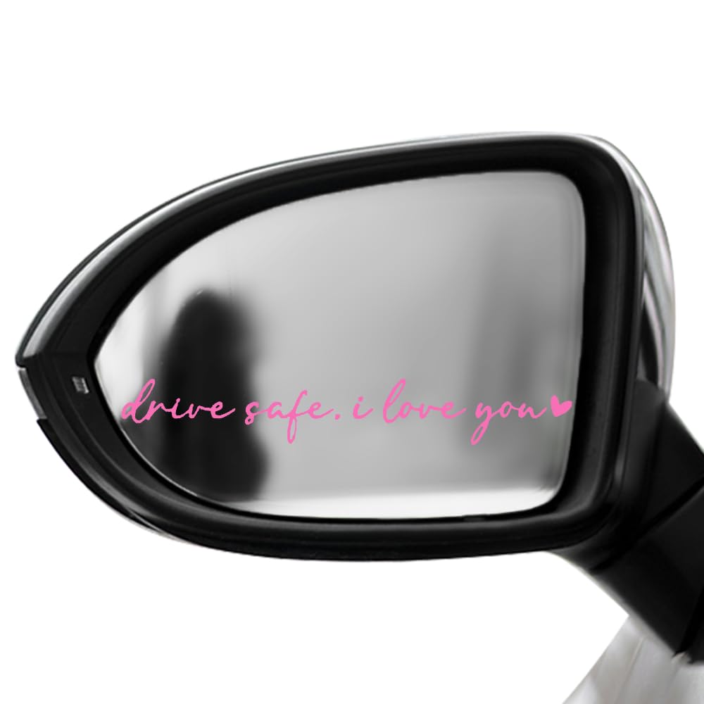 Pink Drive Safe I Love You Decal Cute Christmas Gifts for Daughter Sister Birthday Gifts for Wife Girlfriend Valentines Day Gift 2Pcs Waterproof Rearview Mirror Stickers for Car Mirror Accessories