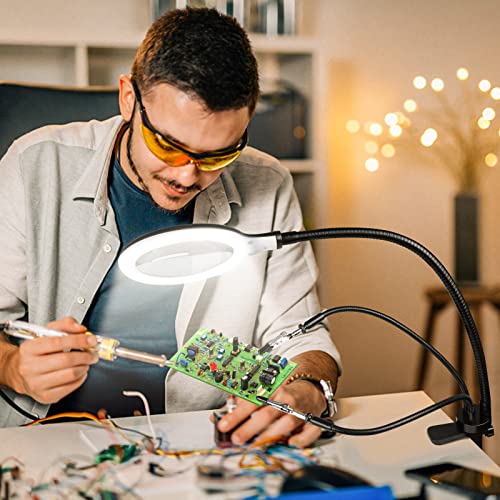 Magnifying Glass with Light and stand 3x Helping Hands soldering Magnifying Lamp with 28 Dimmable LED,Soldering Hand 3 Helping Arms Illuminated Reading Magnifier for Crafts,Reading,Sewing,Hobbies - Image 2