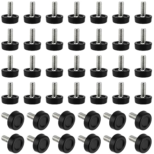 CHUEHKAK 40 Stück Stellfüße M8, Tisch Schraubfüße 20mm, Stellfüße Höhenverstellbar, Gewindefüße, Möbelfüße Verstellbar, Verstellschraube, Kunststoff zum Anschrauben an Möbeln Schwarz