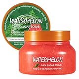 Facial Scrub Shea Sugar Scrub Ultra Hydrating and Exfoliating for Nourishing Essential Body Care Improves Acne Scars, Blackheads, Pore Size, and Skin Texture (watermelon)