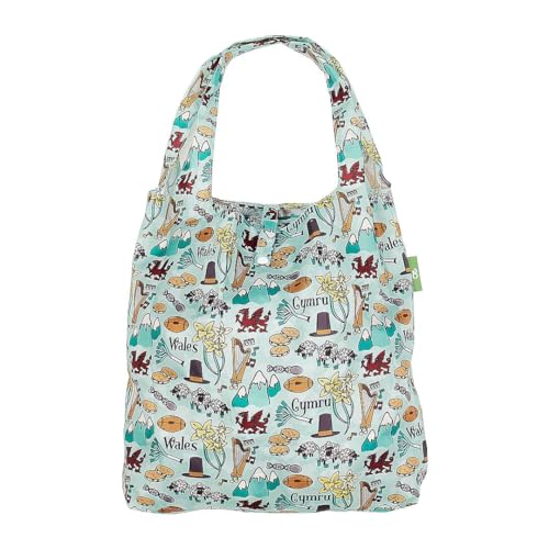 ECO CHIC Lightweight Foldable Reusable Shopping Bag, Blue