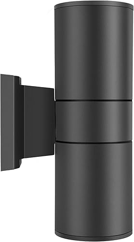 MS-61818 - Lámpara de pared para exteriores (doble cilindro, resistente al agua, para exterior y exterior, para balcón, escalera, pasillo, 9.5in de