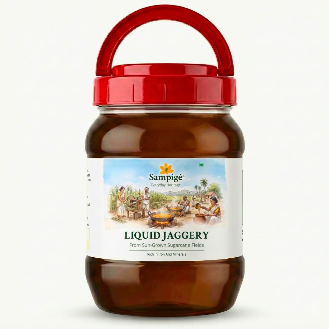 Sampige Liquid Jaggery (Joni Bella) 900 g | Sugarcane Jaggery Syrup | Kakvi/Liquid Gud for Beverages & Everyday Use