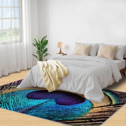 Tapis à poils courts antidérapant et lavable texture plume - 5