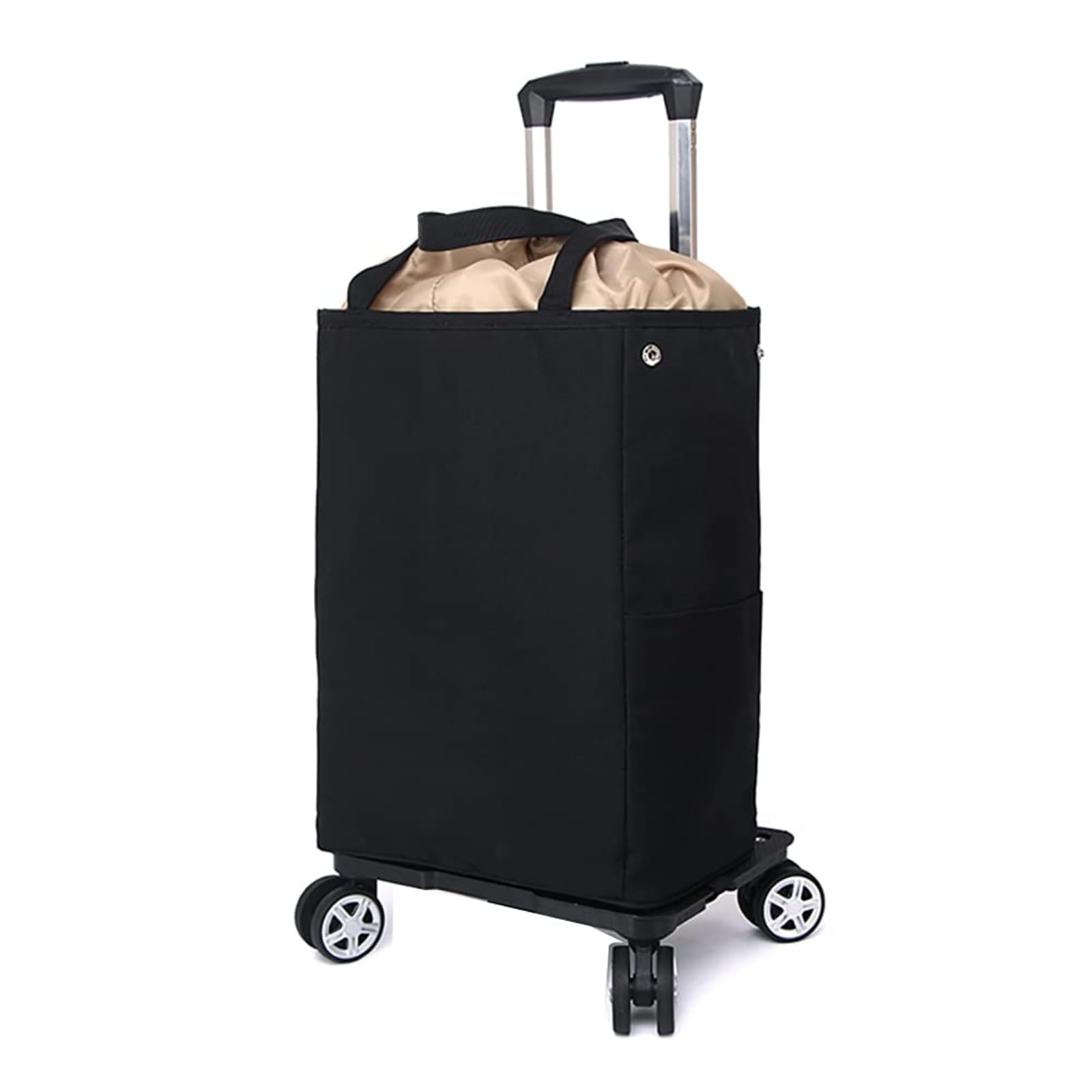 Borsa pieghevole per carrello della spesa con ruote girevoli, in lega di alluminio resistente, leggero scomparto di raffreddamento isolato, perfetta per supermercati, viaggi, picnic e molto altro