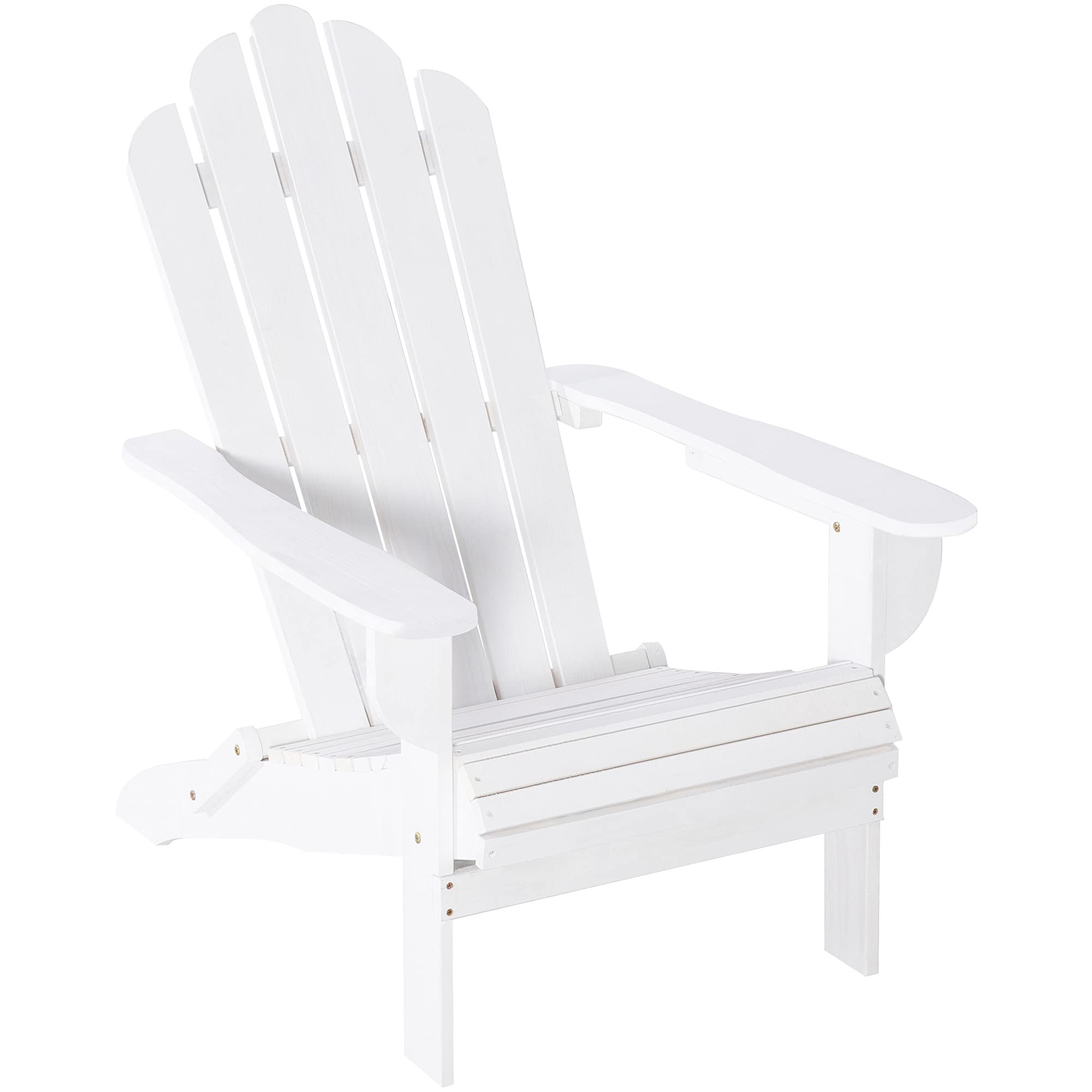 Outsunny Poltrona Adirondack pieghevole da giardino, grande comfort, seduta profonda, schienale inclinato, legno di pino trattato verniciato bianco