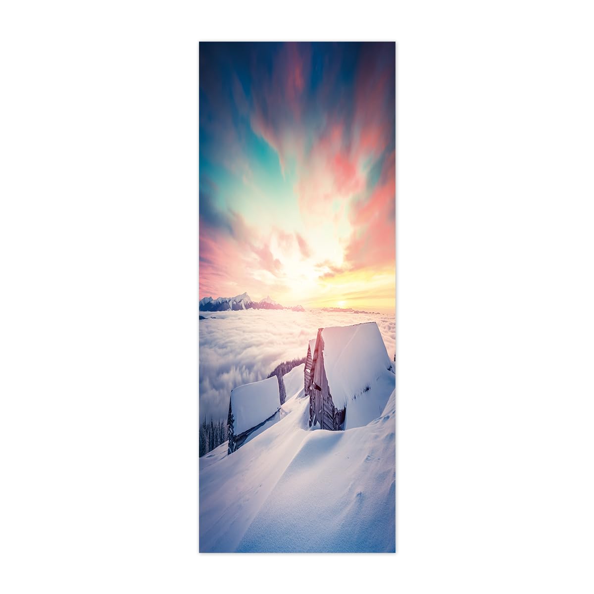 3d Stickers Porte Scène de neige blanche L100 x H200cm Auto-AdhéSive Murale DéCoration De La Maison Stickers Muraux Chambre Salon Amovible Affiche Art Autocollants