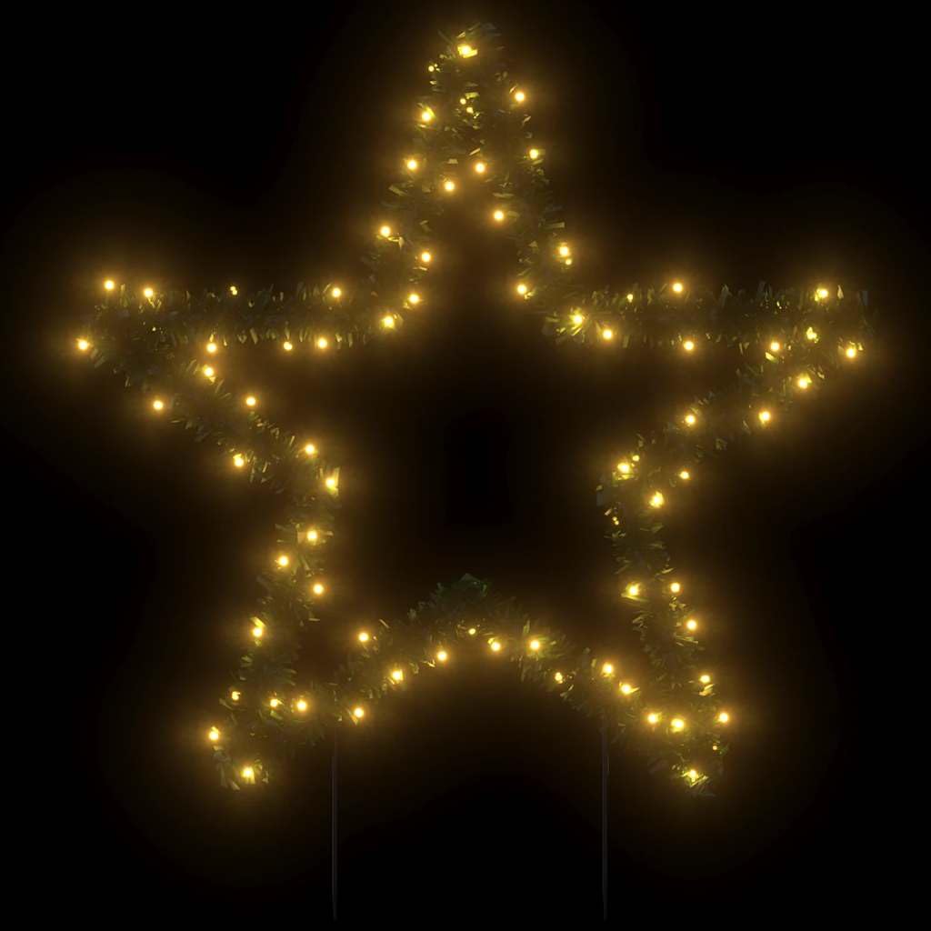 Weihnachtsstern Beleuchtung 60cm mit Erdspießen, 80 LED Lichterkette für Garten und Wohnzimmer, 8 Leuchtmodi, IP44 Wasserdicht, Warmweiß, Schwarz
